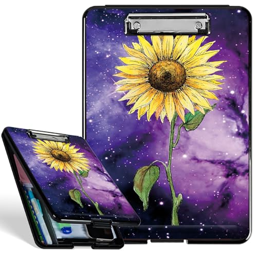 Kunststoff-Aufbewahrungs-Klemmbrett mit starkem Clip, Sonnenblumen-Gelb, Lila, Galaxie, langlebiges Klemmbrett für A4-Papier, robustes Klemmbrett mit Aufbewahrungs-Schreibfläche für Büro, Schule Kunststoff-Aufbewahrungs-Klemmbrett mit starkem Clip, Sonnenblumen-Gelb, Lila, Galaxie, langlebiges Klemmbrett für A4-Papier, robustes Klemmbrett mit Aufbewahrungs-Schreibfläche für Büro, Schule von BWEGRHE
