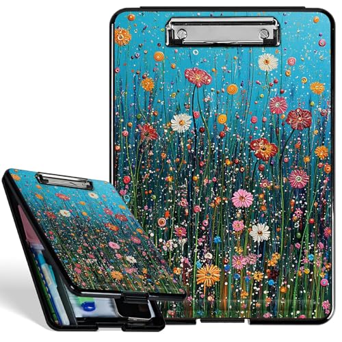 Kunststoff-Aufbewahrungs-Klemmbrett mit starkem Clip, Wilde Blumen, Gänseblümchen, langlebiges Klemmbrett für A4-Papier, robustes Klemmbrett mit Aufbewahrungs-Schreibfläche für Büro, Schule Kunststoff-Aufbewahrungs-Klemmbrett mit starkem Clip, Wilde Blumen, Gänseblümchen, langlebiges Klemmbrett für A4-Papier, robustes Klemmbrett mit Aufbewahrungs-Schreibfläche für Büro, Schule von BWEGRHE