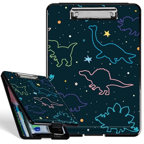 Kunststoff-Aufbewahrungs-Klemmbrett mit starkem Clip, lustige Dinosaurier, langlebiges Klemmbrett für A4-Papier, robustes Klemmbrett mit Aufbewahrungs-Schreibfläche für Büro, Schule Kunststoff-Aufbewahrungs-Klemmbrett mit starkem Clip, lustige Dinosaurier, langlebiges Klemmbrett für A4-Papier, robustes Klemmbrett mit Aufbewahrungs-Schreibfläche für Büro, Schule von BWEGRHE