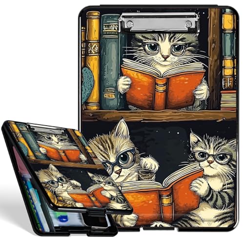 Kunststoff-Klemmbrett mit starkem Clip, Katzen-Bücherregal, langlebiges Krankenschwestern-Klemmbrett für A4-Papier, robustes Klemmbrett mit Aufbewahrungs-Schreibfläche für Büro, Schule Kunststoff-Klemmbrett mit starkem Clip, Katzen-Bücherregal, langlebiges Krankenschwestern-Klemmbrett für A4-Papier, robustes Klemmbrett mit Aufbewahrungs-Schreibfläche für Büro, Schule von BWEGRHE