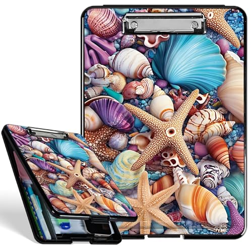 Kunststoff-Klemmbrett mit starkem Clip, Seestern, Muscheln, Muscheln, langlebiges Klemmbrett für A4-Papier, robustes Klemmbrett mit Aufbewahrungs-Schreibfläche für Büro, Schule Kunststoff-Klemmbrett mit starkem Clip, Seestern, Muscheln, Muscheln, langlebiges Klemmbrett für A4-Papier, robustes Klemmbrett mit Aufbewahrungs-Schreibfläche für Büro, Schule von BWEGRHE