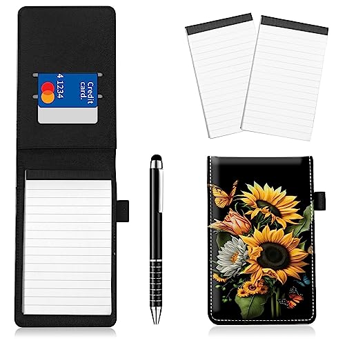 Notizblockhalter im Taschenformat, PU-Leder, Mini-Notizblöcke, Einband mit 2 kleinen Notizblöcken und Eingabestift, 13,7 x 8,6 cm, für Büro, Reporter, Polizei, Nachrichten, Studenten, Sonnenblumen Notizblockhalter im Taschenformat, PU-Leder, Mini-Notizblöcke, Einband mit 2 kleinen Notizblöcken und Eingabestift, 13,7 x 8,6 cm, für Büro, Reporter, Polizei, Nachrichten, Studenten, Sonnenblumen von BWEGRHE