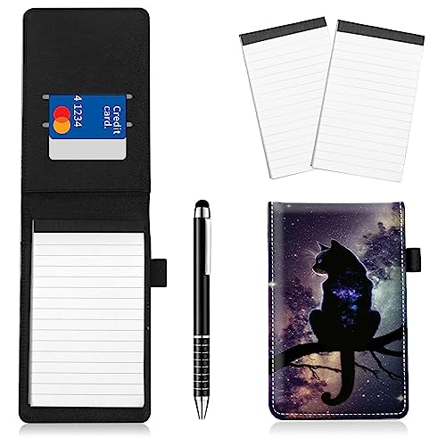 Notizblockhalter im Taschenformat, PU-Leder, Mini-Notizblöcke, Einband mit 2 kleinen Notizblöcken und Eingabestift, 13,7 x 8,6 cm, für Büro, Reporter, Polizei, Nachrichten, Studenten, Katzennebel, 4 Notizblockhalter im Taschenformat, PU-Leder, Mini-Notizblöcke, Einband mit 2 kleinen Notizblöcken und Eingabestift, 13,7 x 8,6 cm, für Büro, Reporter, Polizei, Nachrichten, Studenten, Katzennebel, 4 von BWEGRHE