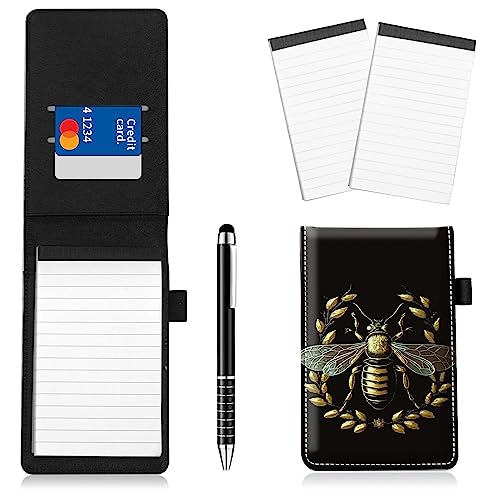 Notizblockhalter im Taschenformat, PU-Leder, Mini-Notizblöcke, Einband mit 2 kleinen Notizblöcken und Eingabestift, 13,7 x 8,6 cm, für Büro, Reporter, Polizei, Nachrichten, Studenten, Bienentattoo, 4 Notizblockhalter im Taschenformat, PU-Leder, Mini-Notizblöcke, Einband mit 2 kleinen Notizblöcken und Eingabestift, 13,7 x 8,6 cm, für Büro, Reporter, Polizei, Nachrichten, Studenten, Bienentattoo, 4 von BWEGRHE