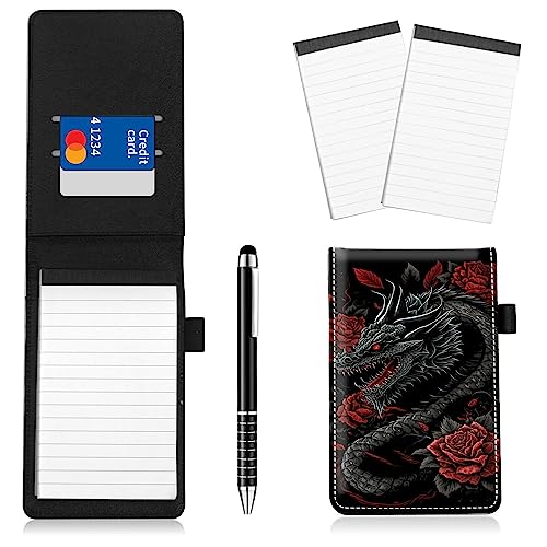 Notizblockhalter im Taschenformat, PU-Leder, Mini-Notizblöcke, Einband mit 2 kleinen Notizblöcken und Eingabestift, 13,7 x 8,6 cm, für Büro, Reporter, Polizei, Nachrichten, Studenten, Drachenrote Notizblockhalter im Taschenformat, PU-Leder, Mini-Notizblöcke, Einband mit 2 kleinen Notizblöcken und Eingabestift, 13,7 x 8,6 cm, für Büro, Reporter, Polizei, Nachrichten, Studenten, Drachenrote von BWEGRHE