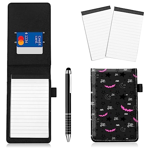 Notizblockhalter im Taschenformat, PU-Leder, Mini-Notizblöcke, Einband mit 2 kleinen Notizblöcken und Eingabestift, 13,7 x 8,6 cm, für Büro, Reporter, Polizei, Nachrichten, Studenten, Gothic Notizblockhalter im Taschenformat, PU-Leder, Mini-Notizblöcke, Einband mit 2 kleinen Notizblöcken und Eingabestift, 13,7 x 8,6 cm, für Büro, Reporter, Polizei, Nachrichten, Studenten, Gothic von BWEGRHE