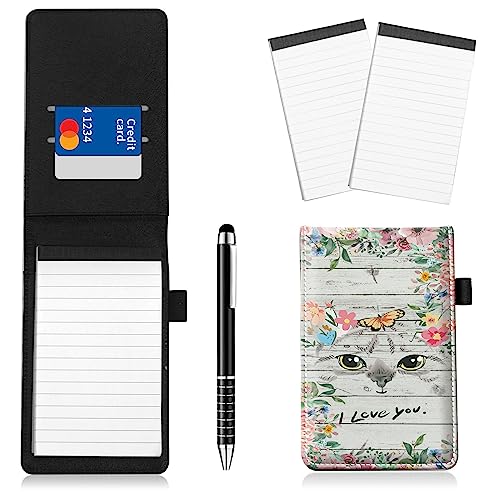 Notizblockhalter im Taschenformat, PU-Leder, Mini-Notizblöcke, Einband mit 2 kleinen Notizblöcken und Eingabestift, 13,7 x 8,6 cm, für Büro, Reporter, Polizei, Nachrichten, Studenten, Katze, Blumen, 4 Notizblockhalter im Taschenformat, PU-Leder, Mini-Notizblöcke, Einband mit 2 kleinen Notizblöcken und Eingabestift, 13,7 x 8,6 cm, für Büro, Reporter, Polizei, Nachrichten, Studenten, Katze, Blumen, 4 von BWEGRHE