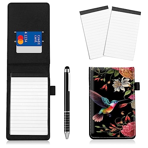 Notizblockhalter im Taschenformat, PU-Leder, Mini-Notizblöcke, Einband mit 2 kleinen Notizblöcken und Eingabestift, 13,7 x 8,6 cm, für Büro, Reporter, Polizei, Nachrichten, Studenten, Kolibri-Blumen Notizblockhalter im Taschenformat, PU-Leder, Mini-Notizblöcke, Einband mit 2 kleinen Notizblöcken und Eingabestift, 13,7 x 8,6 cm, für Büro, Reporter, Polizei, Nachrichten, Studenten, Kolibri-Blumen von BWEGRHE