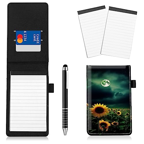 Notizblockhalter im Taschenformat, PU-Leder, Mini-Notizblöcke, Einband mit 2 kleinen Notizblöcken und Eingabestift, 13,7 x 8,6 cm, für Büro, Reporter, Polizei, Nachrichten, Studenten, Mond Notizblockhalter im Taschenformat, PU-Leder, Mini-Notizblöcke, Einband mit 2 kleinen Notizblöcken und Eingabestift, 13,7 x 8,6 cm, für Büro, Reporter, Polizei, Nachrichten, Studenten, Mond von BWEGRHE