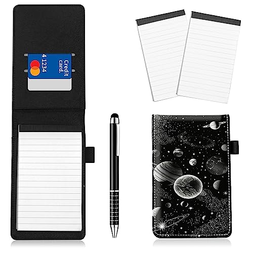 Notizblockhalter im Taschenformat, PU-Leder, Mini-Notizblöcke, Einband mit 2 kleinen Notizblöcken und Eingabestift, 13,7 x 8,6 cm, für Büro, Reporter, Polizei, Nachrichten, Studenten, Mondwelt, 4 Notizblockhalter im Taschenformat, PU-Leder, Mini-Notizblöcke, Einband mit 2 kleinen Notizblöcken und Eingabestift, 13,7 x 8,6 cm, für Büro, Reporter, Polizei, Nachrichten, Studenten, Mondwelt, 4 von BWEGRHE