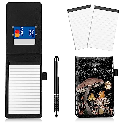 Notizblockhalter im Taschenformat, PU-Leder, Mini-Notizblöcke, Einband mit 2 kleinen Notizblöcken und Eingabestift, 13,7 x 8,6 cm, für Büro, Reporter, Polizei, Nachrichten, Studenten, Pilz, Mond Notizblockhalter im Taschenformat, PU-Leder, Mini-Notizblöcke, Einband mit 2 kleinen Notizblöcken und Eingabestift, 13,7 x 8,6 cm, für Büro, Reporter, Polizei, Nachrichten, Studenten, Pilz, Mond von BWEGRHE