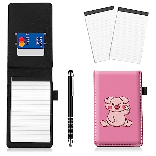 Notizblockhalter im Taschenformat, PU-Leder, Mini-Notizblöcke, Einband mit 2 kleinen Notizblöcken und Eingabestift, 13,7 x 8,6 cm, für Büro, Reporter, Polizei, Nachrichten, Studenten, Pink Pig Notizblockhalter im Taschenformat, PU-Leder, Mini-Notizblöcke, Einband mit 2 kleinen Notizblöcken und Eingabestift, 13,7 x 8,6 cm, für Büro, Reporter, Polizei, Nachrichten, Studenten, Pink Pig von BWEGRHE