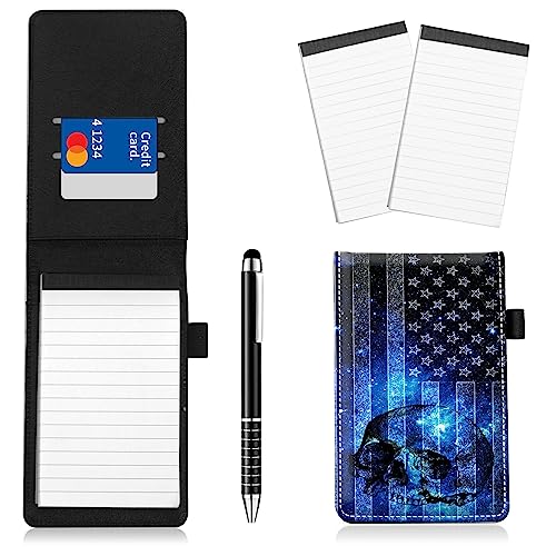 Notizblockhalter im Taschenformat, PU-Leder, Mini-Notizblöcke, Einband mit 2 kleinen Notizblöcken und Eingabestift, 13,7 x 8,6 cm, für Büro, Reporter, Polizei, Nachrichten, Studenten, blaue Notizblockhalter im Taschenformat, PU-Leder, Mini-Notizblöcke, Einband mit 2 kleinen Notizblöcken und Eingabestift, 13,7 x 8,6 cm, für Büro, Reporter, Polizei, Nachrichten, Studenten, blaue von BWEGRHE