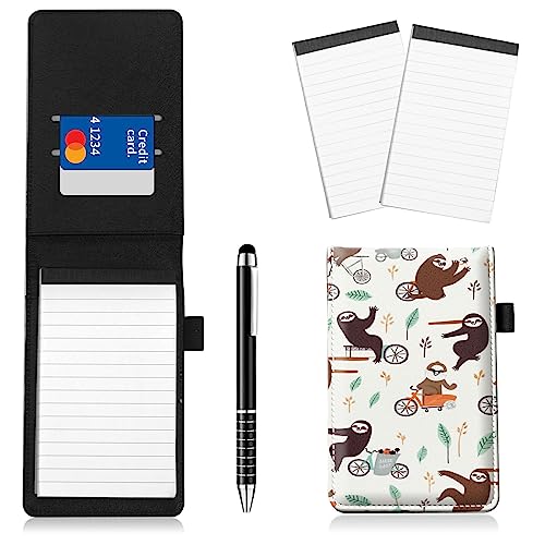 Notizblockhalter im Taschenformat, PU-Leder, Mini-Notizblöcke, Einband mit 2 kleinen Notizblöcken und Eingabestift, 13,7 x 8,6 cm, für Büro, Reporter, Polizei, Nachrichten, Studenten, niedliche Notizblockhalter im Taschenformat, PU-Leder, Mini-Notizblöcke, Einband mit 2 kleinen Notizblöcken und Eingabestift, 13,7 x 8,6 cm, für Büro, Reporter, Polizei, Nachrichten, Studenten, niedliche von BWEGRHE