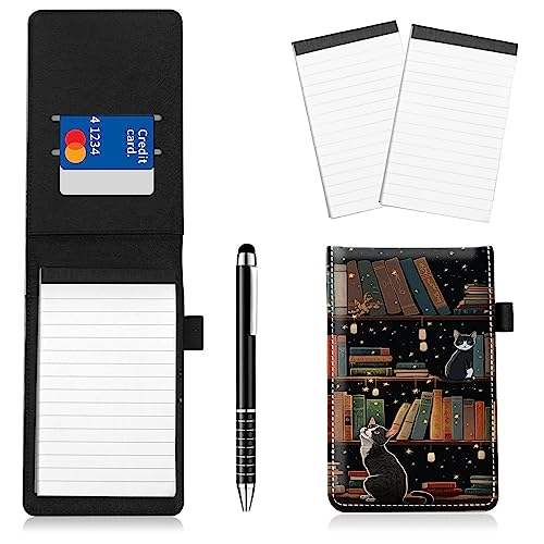Notizblockhalter im Taschenformat, PU-Leder, Mini-Notizblöcke, Einband mit 2 kleinen Notizblöcken und Eingabestift, 13,7 x 8,6 cm, für Büro, Reporter, Polizei, Nachrichten, Studenten, niedliche Katze Notizblockhalter im Taschenformat, PU-Leder, Mini-Notizblöcke, Einband mit 2 kleinen Notizblöcken und Eingabestift, 13,7 x 8,6 cm, für Büro, Reporter, Polizei, Nachrichten, Studenten, niedliche Katze von BWEGRHE