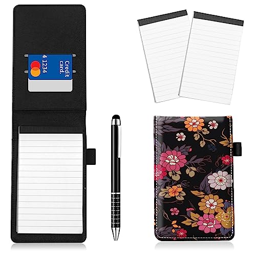 Notizblockhalter im Taschenformat, PU-Leder, Mini-Notizblöcke, Einband mit 2 kleinen Notizblöcken und Eingabestift, 13,7 x 8,6 cm, für Büro, Reporter, Polizei, Nachrichten, Studenten, schöne Blume, 4 Notizblockhalter im Taschenformat, PU-Leder, Mini-Notizblöcke, Einband mit 2 kleinen Notizblöcken und Eingabestift, 13,7 x 8,6 cm, für Büro, Reporter, Polizei, Nachrichten, Studenten, schöne Blume, 4 von BWEGRHE