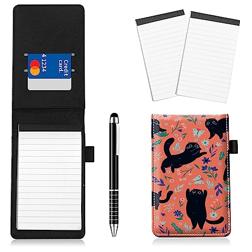 Notizblockhalter im Taschenformat, PU-Leder, Mini-Notizblöcke, Einband mit 2 kleinen Notizblöcken und Eingabestift, 13,7 x 8,6 cm, für Büro, Reporter, Polizei, Nachrichten, Studenten, schwarze Katze Notizblockhalter im Taschenformat, PU-Leder, Mini-Notizblöcke, Einband mit 2 kleinen Notizblöcken und Eingabestift, 13,7 x 8,6 cm, für Büro, Reporter, Polizei, Nachrichten, Studenten, schwarze Katze von BWEGRHE
