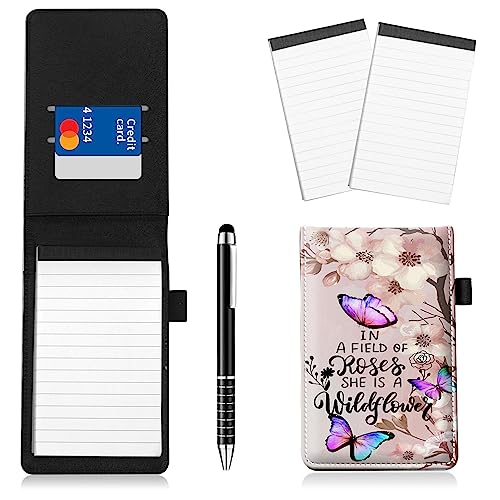 Notizblockhalter im Taschenformat, PU-Leder, Mini-Notizblöcke, Einband mit 2 kleinen Notizblöcken und Eingabestift, 13,7 x 8,6 cm, für Büro, Reporter, Polizei, Nachrichten, Studenten Notizblockhalter im Taschenformat, PU-Leder, Mini-Notizblöcke, Einband mit 2 kleinen Notizblöcken und Eingabestift, 13,7 x 8,6 cm, für Büro, Reporter, Polizei, Nachrichten, Studenten von BWEGRHE