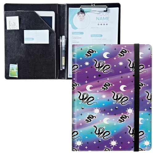 Padfolio mit Klemmbrett, PU-Leder-Portfolio-Mappe, A4-Größe, Schreibklemmbrett, Aufbewahrung mit Notizblock/Visitenkarte/Bargeldtaschen für Business, Schule, Büro, Gothic Snake Magic Mystic Padfolio mit Klemmbrett, PU-Leder-Portfolio-Mappe, A4-Größe, Schreibklemmbrett, Aufbewahrung mit Notizblock/Visitenkarte/Bargeldtaschen für Business, Schule, Büro, Gothic Snake Magic Mystic von BWEGRHE