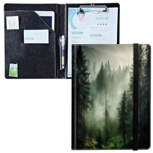 Padfolio mit Klemmbrett, PU-Leder-Portfolio-Mappe, A4-Größe, Schreibklemmbrett, Aufbewahrung mit Notizblock/Visitenkarte/Bargeldtaschen für Business, Schule, Büro, Nebelwald Padfolio mit Klemmbrett, PU-Leder-Portfolio-Mappe, A4-Größe, Schreibklemmbrett, Aufbewahrung mit Notizblock/Visitenkarte/Bargeldtaschen für Business, Schule, Büro, Nebelwald von BWEGRHE