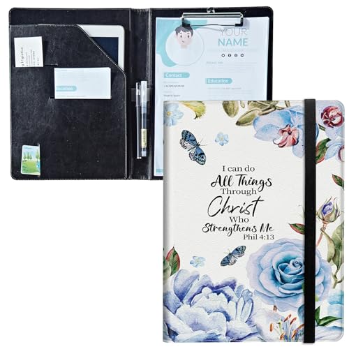Padfolio mit Klemmbrett, PU-Leder-Portfolio-Ordner, A4-Größe, Schreibklemmbrett, Aufbewahrung mit Notizblock/Visitenkarte/Bargeldtaschen für Business, Schule, Büro, Bibelblau Padfolio mit Klemmbrett, PU-Leder-Portfolio-Ordner, A4-Größe, Schreibklemmbrett, Aufbewahrung mit Notizblock/Visitenkarte/Bargeldtaschen für Business, Schule, Büro, Bibelblau von BWEGRHE