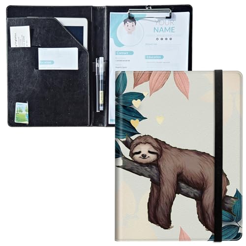 Padfolio mit Klemmbrett, PU-Leder-Portfolio-Ordner, A4-Größe, Schreibklemmbrett, Aufbewahrung mit Notizblock/Visitenkarte/Bargeldtaschen für Business, Schule, Büro, Faultier Padfolio mit Klemmbrett, PU-Leder-Portfolio-Ordner, A4-Größe, Schreibklemmbrett, Aufbewahrung mit Notizblock/Visitenkarte/Bargeldtaschen für Business, Schule, Büro, Faultier von BWEGRHE