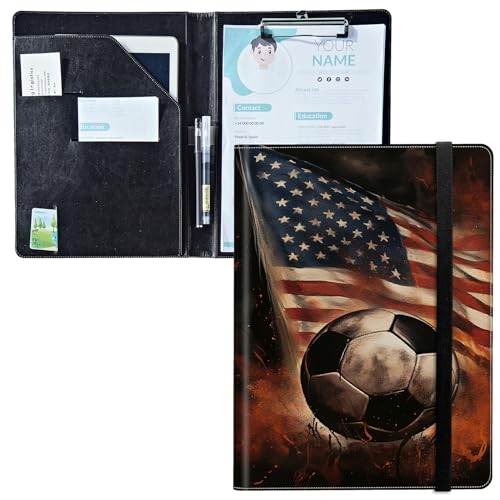 Padfolio mit Klemmbrett, PU-Leder-Portfolio-Ordner, A4-Größe, Schreibklemmbrett, Aufbewahrung mit Notizblock/Visitenkarte/Bargeldtaschen für Business, Schule, Büro, Fußballflagge Padfolio mit Klemmbrett, PU-Leder-Portfolio-Ordner, A4-Größe, Schreibklemmbrett, Aufbewahrung mit Notizblock/Visitenkarte/Bargeldtaschen für Business, Schule, Büro, Fußballflagge von BWEGRHE