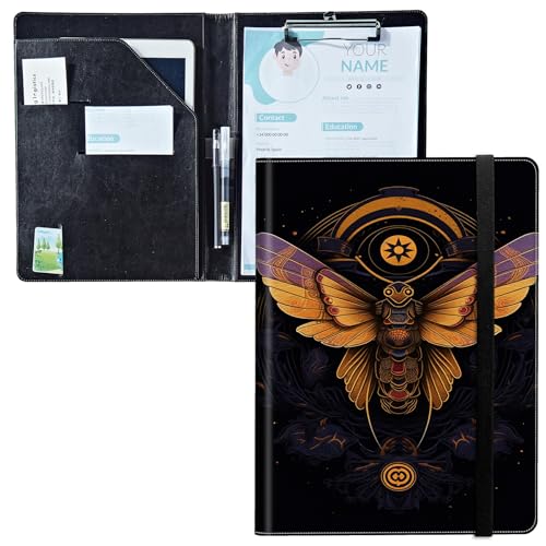 Padfolio mit Klemmbrett, PU-Leder-Portfolio-Ordner, A4-Größe, Schreibklemmbrett, Aufbewahrung mit Notizblock/Visitenkarte/Bargeldtaschen für Business, Schule, Büro, Gothic-Motte Padfolio mit Klemmbrett, PU-Leder-Portfolio-Ordner, A4-Größe, Schreibklemmbrett, Aufbewahrung mit Notizblock/Visitenkarte/Bargeldtaschen für Business, Schule, Büro, Gothic-Motte von BWEGRHE