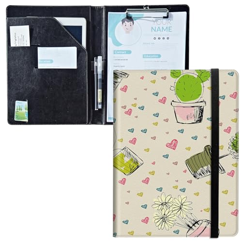 Padfolio mit Klemmbrett, PU-Leder-Portfolio-Ordner, A4-Größe, Schreibklemmbrett, Aufbewahrung mit Notizblock/Visitenkarte/Bargeldtaschen für Business, Schule, Büro, Kaktus, Sukkulenten Padfolio mit Klemmbrett, PU-Leder-Portfolio-Ordner, A4-Größe, Schreibklemmbrett, Aufbewahrung mit Notizblock/Visitenkarte/Bargeldtaschen für Business, Schule, Büro, Kaktus, Sukkulenten von BWEGRHE