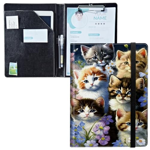 Padfolio mit Klemmbrett, PU-Leder-Portfolio-Ordner, A4-Größe, Schreibklemmbrett, Aufbewahrung mit Notizblock/Visitenkarte/Bargeldtaschen für Business, Schule, Büro, Katzen Familie Padfolio mit Klemmbrett, PU-Leder-Portfolio-Ordner, A4-Größe, Schreibklemmbrett, Aufbewahrung mit Notizblock/Visitenkarte/Bargeldtaschen für Business, Schule, Büro, Katzen Familie von BWEGRHE