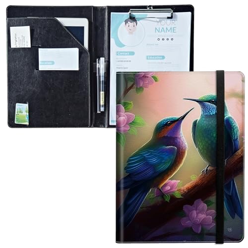 Padfolio mit Klemmbrett, PU-Leder-Portfolio-Ordner, A4-Größe, Schreibklemmbrett, Aufbewahrung mit Notizblock/Visitenkarte/Bargeldtaschen für Business, Schule, Büro, Kolibri, Sakura Padfolio mit Klemmbrett, PU-Leder-Portfolio-Ordner, A4-Größe, Schreibklemmbrett, Aufbewahrung mit Notizblock/Visitenkarte/Bargeldtaschen für Business, Schule, Büro, Kolibri, Sakura von BWEGRHE
