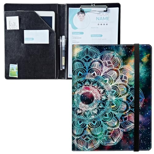 Padfolio mit Klemmbrett, PU-Leder-Portfolio-Ordner, A4-Größe, Schreibklemmbrett, Aufbewahrung mit Notizblock/Visitenkarte/Bargeldtaschen für Business, Schule, Büro, Kunst-Mandalas Padfolio mit Klemmbrett, PU-Leder-Portfolio-Ordner, A4-Größe, Schreibklemmbrett, Aufbewahrung mit Notizblock/Visitenkarte/Bargeldtaschen für Business, Schule, Büro, Kunst-Mandalas von BWEGRHE