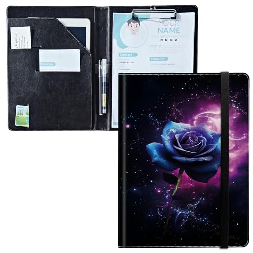 Padfolio mit Klemmbrett, PU-Leder-Portfolio-Ordner, A4-Größe, Schreibklemmbrett, Aufbewahrung mit Notizblock/Visitenkarte/Bargeldtaschen für Business, Schule, Büro, Lila Galaxie Rose Padfolio mit Klemmbrett, PU-Leder-Portfolio-Ordner, A4-Größe, Schreibklemmbrett, Aufbewahrung mit Notizblock/Visitenkarte/Bargeldtaschen für Business, Schule, Büro, Lila Galaxie Rose von BWEGRHE