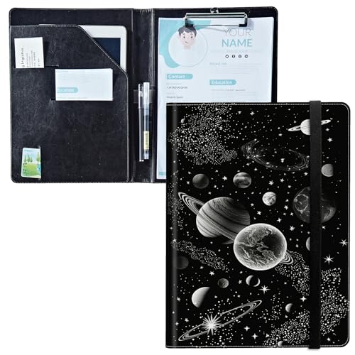 Padfolio mit Klemmbrett, PU-Leder-Portfolio-Ordner, A4-Größe, Schreibklemmbrett, Aufbewahrung mit Notizblock/Visitenkarte/Bargeldtaschen für Business, Schule, Büro, Mond Space Padfolio mit Klemmbrett, PU-Leder-Portfolio-Ordner, A4-Größe, Schreibklemmbrett, Aufbewahrung mit Notizblock/Visitenkarte/Bargeldtaschen für Business, Schule, Büro, Mond Space von BWEGRHE