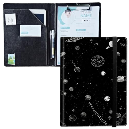 Padfolio mit Klemmbrett, PU-Leder-Portfolio-Ordner, A4-Größe, Schreibklemmbrett, Aufbewahrung mit Notizblock/Visitenkarte/Bargeldtaschen für Business, Schule, Büro, Mond Weltraumnebel Padfolio mit Klemmbrett, PU-Leder-Portfolio-Ordner, A4-Größe, Schreibklemmbrett, Aufbewahrung mit Notizblock/Visitenkarte/Bargeldtaschen für Business, Schule, Büro, Mond Weltraumnebel von BWEGRHE