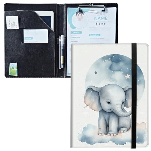 Padfolio mit Klemmbrett, PU-Leder-Portfolio-Ordner, A4-Größe, Schreibklemmbrett, Aufbewahrung mit Notizblock/Visitenkarte/Bargeldtaschen für Business, Schule, Büro, Nacht Elefant Padfolio mit Klemmbrett, PU-Leder-Portfolio-Ordner, A4-Größe, Schreibklemmbrett, Aufbewahrung mit Notizblock/Visitenkarte/Bargeldtaschen für Business, Schule, Büro, Nacht Elefant von BWEGRHE