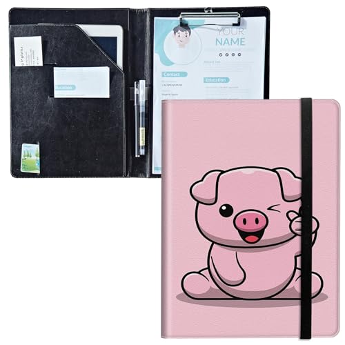 Padfolio mit Klemmbrett, PU-Leder-Portfolio-Ordner, A4-Größe, Schreibklemmbrett, Aufbewahrung mit Notizblock/Visitenkarte/Bargeldtaschen für Business, Schule, Büro, Pink Pig Padfolio mit Klemmbrett, PU-Leder-Portfolio-Ordner, A4-Größe, Schreibklemmbrett, Aufbewahrung mit Notizblock/Visitenkarte/Bargeldtaschen für Business, Schule, Büro, Pink Pig von BWEGRHE