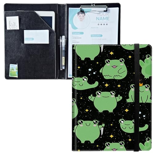 Padfolio mit Klemmbrett, PU-Leder-Portfolio-Ordner, A4-Größe, Schreibklemmbrett, Aufbewahrung mit Notizblock/Visitenkarte/Bargeldtaschen für Business, Schule, Büro, Prinzessin Frosch Padfolio mit Klemmbrett, PU-Leder-Portfolio-Ordner, A4-Größe, Schreibklemmbrett, Aufbewahrung mit Notizblock/Visitenkarte/Bargeldtaschen für Business, Schule, Büro, Prinzessin Frosch von BWEGRHE