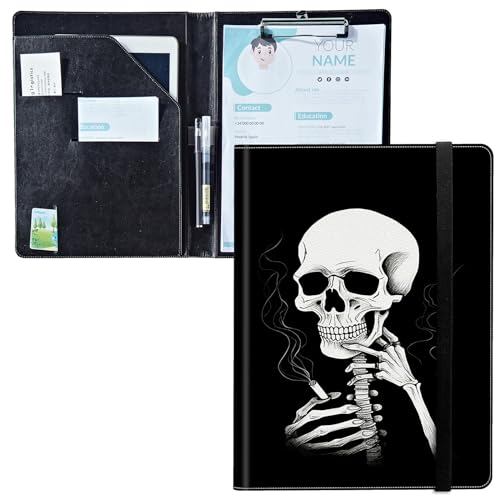 Padfolio mit Klemmbrett, PU-Leder-Portfolio-Ordner, A4-Größe, Schreibklemmbrett, Aufbewahrung mit Notizblock/Visitenkarte/Bargeldtaschen für Business, Schule, Büro, Rauchschädel Padfolio mit Klemmbrett, PU-Leder-Portfolio-Ordner, A4-Größe, Schreibklemmbrett, Aufbewahrung mit Notizblock/Visitenkarte/Bargeldtaschen für Business, Schule, Büro, Rauchschädel von BWEGRHE
