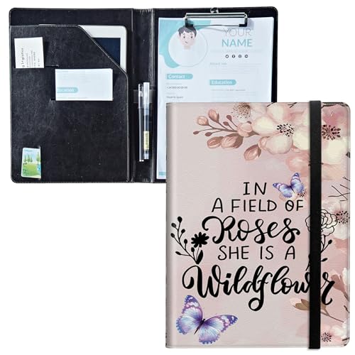 Padfolio mit Klemmbrett, PU-Leder-Portfolio-Ordner, A4-Größe, Schreibklemmbrett, Aufbewahrung mit Notizblock/Visitenkarte/Bargeldtaschen für Business, Schule, Büro, Sakura-Schmetterling Padfolio mit Klemmbrett, PU-Leder-Portfolio-Ordner, A4-Größe, Schreibklemmbrett, Aufbewahrung mit Notizblock/Visitenkarte/Bargeldtaschen für Business, Schule, Büro, Sakura-Schmetterling von BWEGRHE