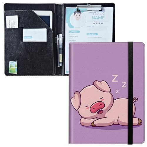 Padfolio mit Klemmbrett, PU-Leder-Portfolio-Ordner, A4-Größe, Schreibklemmbrett, Aufbewahrung mit Notizblock/Visitenkarte/Bargeldtaschen für Business, Schule, Büro, Schlaf-Pink Pig Padfolio mit Klemmbrett, PU-Leder-Portfolio-Ordner, A4-Größe, Schreibklemmbrett, Aufbewahrung mit Notizblock/Visitenkarte/Bargeldtaschen für Business, Schule, Büro, Schlaf-Pink Pig von BWEGRHE