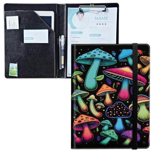 Padfolio mit Klemmbrett, PU-Leder-Portfolio-Ordner, A4-Größe, Schreibklemmbrett, Aufbewahrung mit Notizblock/Visitenkarte/Bargeldtaschen für Business, Schule, Büro, Traumpilz Padfolio mit Klemmbrett, PU-Leder-Portfolio-Ordner, A4-Größe, Schreibklemmbrett, Aufbewahrung mit Notizblock/Visitenkarte/Bargeldtaschen für Business, Schule, Büro, Traumpilz von BWEGRHE