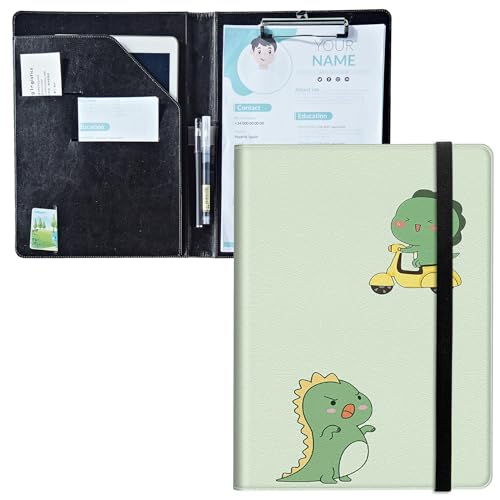 Padfolio mit Klemmbrett, PU-Leder-Portfolio-Ordner, A4-Größe, Schreibklemmbrett, Aufbewahrung mit Notizblock/Visitenkarte/Bargeldtaschen für Business, Schule, Büro, grüner Dinosaurier Padfolio mit Klemmbrett, PU-Leder-Portfolio-Ordner, A4-Größe, Schreibklemmbrett, Aufbewahrung mit Notizblock/Visitenkarte/Bargeldtaschen für Business, Schule, Büro, grüner Dinosaurier von BWEGRHE