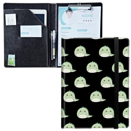 Padfolio mit Klemmbrett, PU-Leder-Portfolio-Ordner, A4-Größe, Schreibklemmbrett, Aufbewahrung mit Notizblock/Visitenkarte/Bargeldtaschen für Business, Schule, Büro, niedliche Dinosaurier Padfolio mit Klemmbrett, PU-Leder-Portfolio-Ordner, A4-Größe, Schreibklemmbrett, Aufbewahrung mit Notizblock/Visitenkarte/Bargeldtaschen für Business, Schule, Büro, niedliche Dinosaurier von BWEGRHE