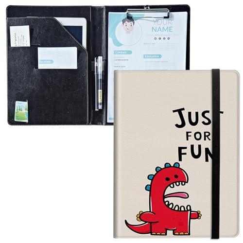 Padfolio mit Klemmbrett, PU-Leder-Portfolio-Ordner, A4-Größe, Schreibklemmbrett, Aufbewahrung mit Notizblock/Visitenkarte/Bargeldtaschen für Business, Schule, Büro, nur zum Spaß, Dinosaurier Padfolio mit Klemmbrett, PU-Leder-Portfolio-Ordner, A4-Größe, Schreibklemmbrett, Aufbewahrung mit Notizblock/Visitenkarte/Bargeldtaschen für Business, Schule, Büro, nur zum Spaß, Dinosaurier von BWEGRHE