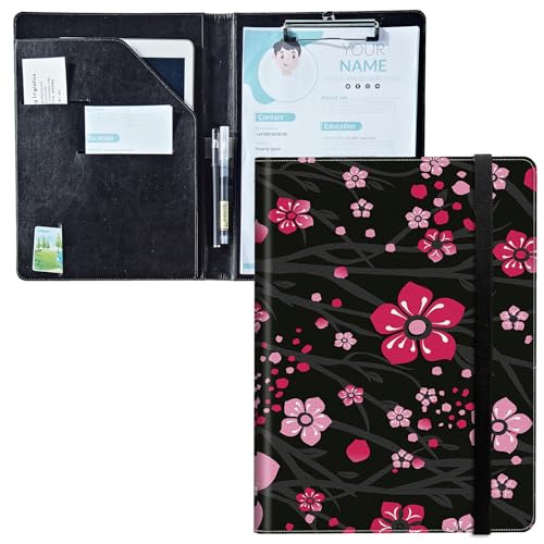 Padfolio mit Klemmbrett, PU-Leder-Portfolio-Ordner, A4-Größe, Schreibklemmbrett, Aufbewahrung mit Notizblock/Visitenkarte/Bargeldtaschen für Business, Schule, Büro, rosa Kirschblüte Padfolio mit Klemmbrett, PU-Leder-Portfolio-Ordner, A4-Größe, Schreibklemmbrett, Aufbewahrung mit Notizblock/Visitenkarte/Bargeldtaschen für Business, Schule, Büro, rosa Kirschblüte von BWEGRHE