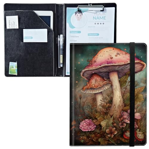 Padfolio mit Klemmbrett, PU-Leder-Portfolio-Ordner, A4-Größe, Schreibklemmbrett, Aufbewahrung mit Notizblock/Visitenkarte/Bargeldtaschen für Business, Schule, Büro, rosa Pilz Padfolio mit Klemmbrett, PU-Leder-Portfolio-Ordner, A4-Größe, Schreibklemmbrett, Aufbewahrung mit Notizblock/Visitenkarte/Bargeldtaschen für Business, Schule, Büro, rosa Pilz von BWEGRHE