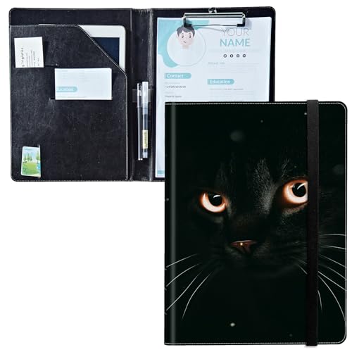 Padfolio mit Klemmbrett, PU-Leder-Portfolio-Ordner, A4-Größe, Schreibklemmbrett, Aufbewahrung mit Notizblock/Visitenkarte/Bargeldtaschen für Business, Schule, Büro, schwarze Katze Glitzer Padfolio mit Klemmbrett, PU-Leder-Portfolio-Ordner, A4-Größe, Schreibklemmbrett, Aufbewahrung mit Notizblock/Visitenkarte/Bargeldtaschen für Business, Schule, Büro, schwarze Katze Glitzer von BWEGRHE