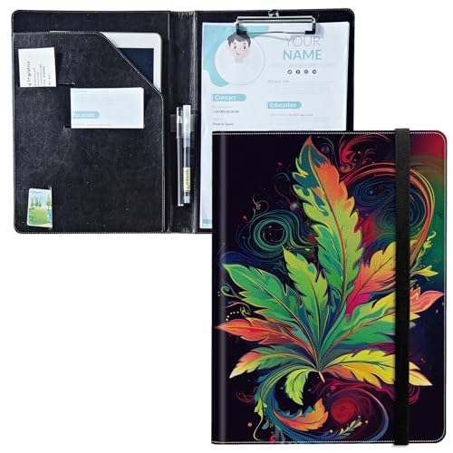 Padfolio mit Klemmbrett, PU-Leder-Portfolio-Ordner, A4-Größe, Schreibklemmbrett, Aufbewahrung mit Notizblock/Visitenkarten/Bargeldfächern für Business, Schule, Büro, buntes Unkraut Padfolio mit Klemmbrett, PU-Leder-Portfolio-Ordner, A4-Größe, Schreibklemmbrett, Aufbewahrung mit Notizblock/Visitenkarten/Bargeldfächern für Business, Schule, Büro, buntes Unkraut von BWEGRHE