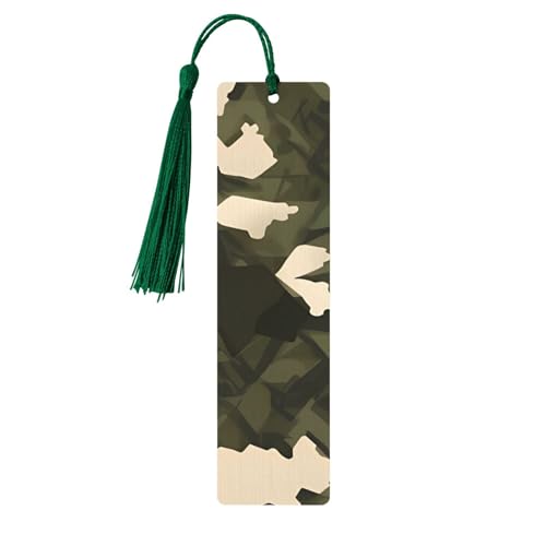 Armee-Camouflage-Lesezeichen Ornament, Holz-Lesezeichen mit Quaste, Lesezeichen für Buchliebhaber, Seitenmarkierungen, Lesegeschenke für Frauen und Männer, handgefertigtes Holz-Lesezeichen-Etikett Armee-Camouflage-Lesezeichen Ornament, Holz-Lesezeichen mit Quaste, Lesezeichen für Buchliebhaber, Seitenmarkierungen, Lesegeschenke für Frauen und Männer, handgefertigtes Holz-Lesezeichen-Etikett von BWLHJKE
